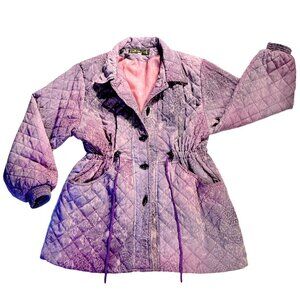 Vintage Lavender and Gray Quilted Jacket with Draw String Waist Size Medium